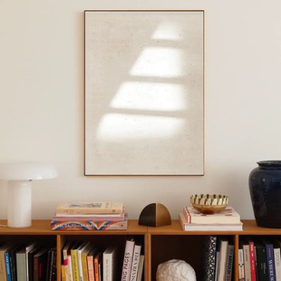 北欧原木风素雅高级感油画奶油风简约客厅极简装饰画艺术玄关挂画