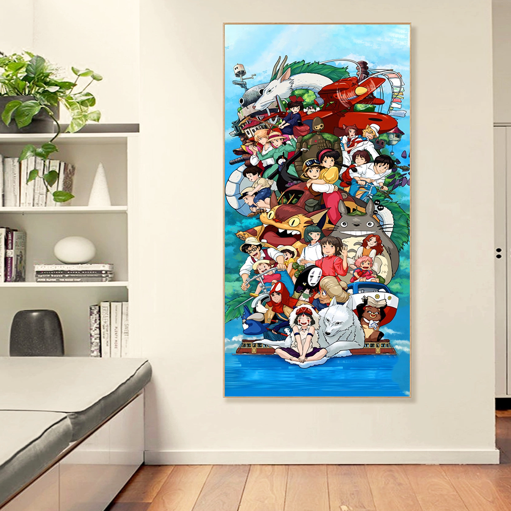 吉卜力全角色大合集治愈插画挂画经典动漫周边客厅书房二次元壁画
