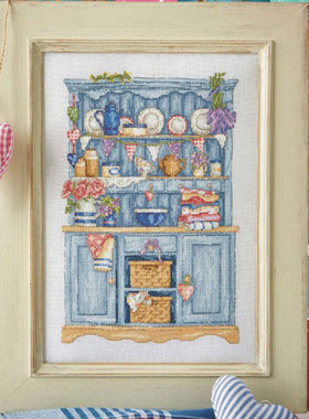 小小鱼DMC绣线十字绣 S282蓝色橱柜 田园家居图案精准印花套件
