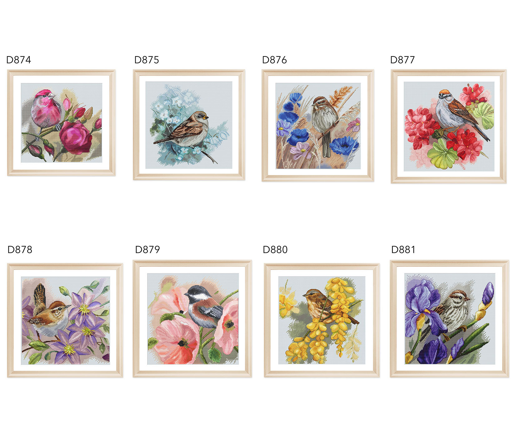 小小鱼DMC绣线十字绣套件 D874-881花鸟手工刺绣新品客厅装饰多幅