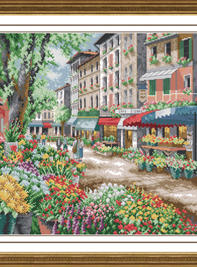 小小鱼DMC绣线十字绣 T826花的海洋35256 风景精准印花套件