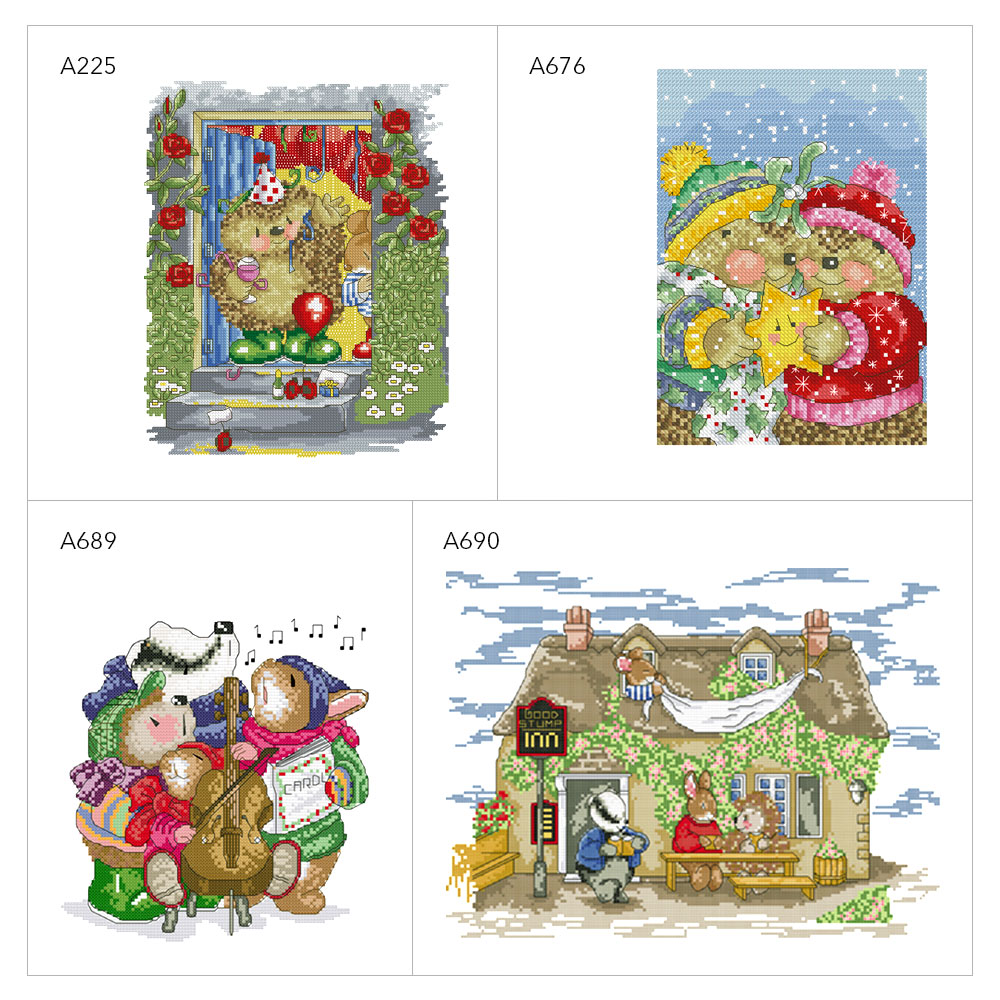 小小鱼DMC绣线十字绣套件 A225-690小刺猬和朋友们精准印花儿童房