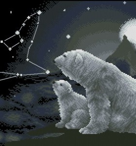 小小鱼DMC绣线十字绣套件 D470 动物【北极熊之望】黑色绣布