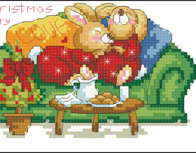 小小鱼DMC绣线十字绣套件 A1494 卡通【一起过圣诞】印花