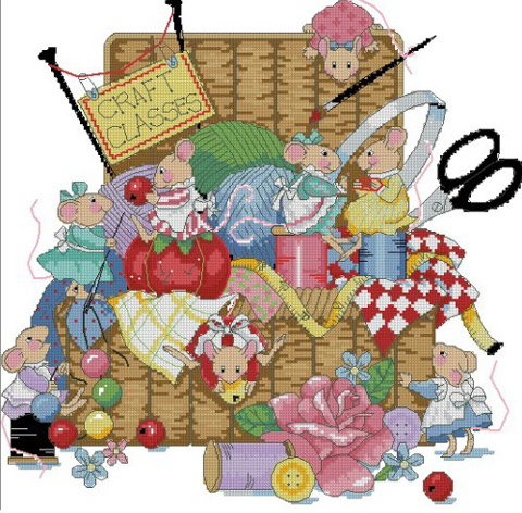 小小鱼DMC绣线十字绣套件 A2367卡通缝纫小老鼠手工刺绣精准印花