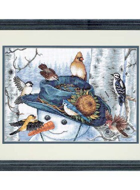 DMC绣线十字绣套件DIM118-35137戴蓝色牛仔帽雪人和小鸟