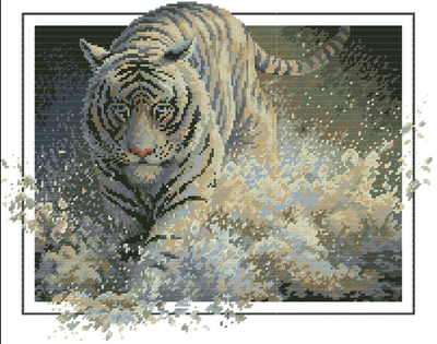 小小鱼DMC绣线十字绣套件 D324动物【踏水的虎】印花
