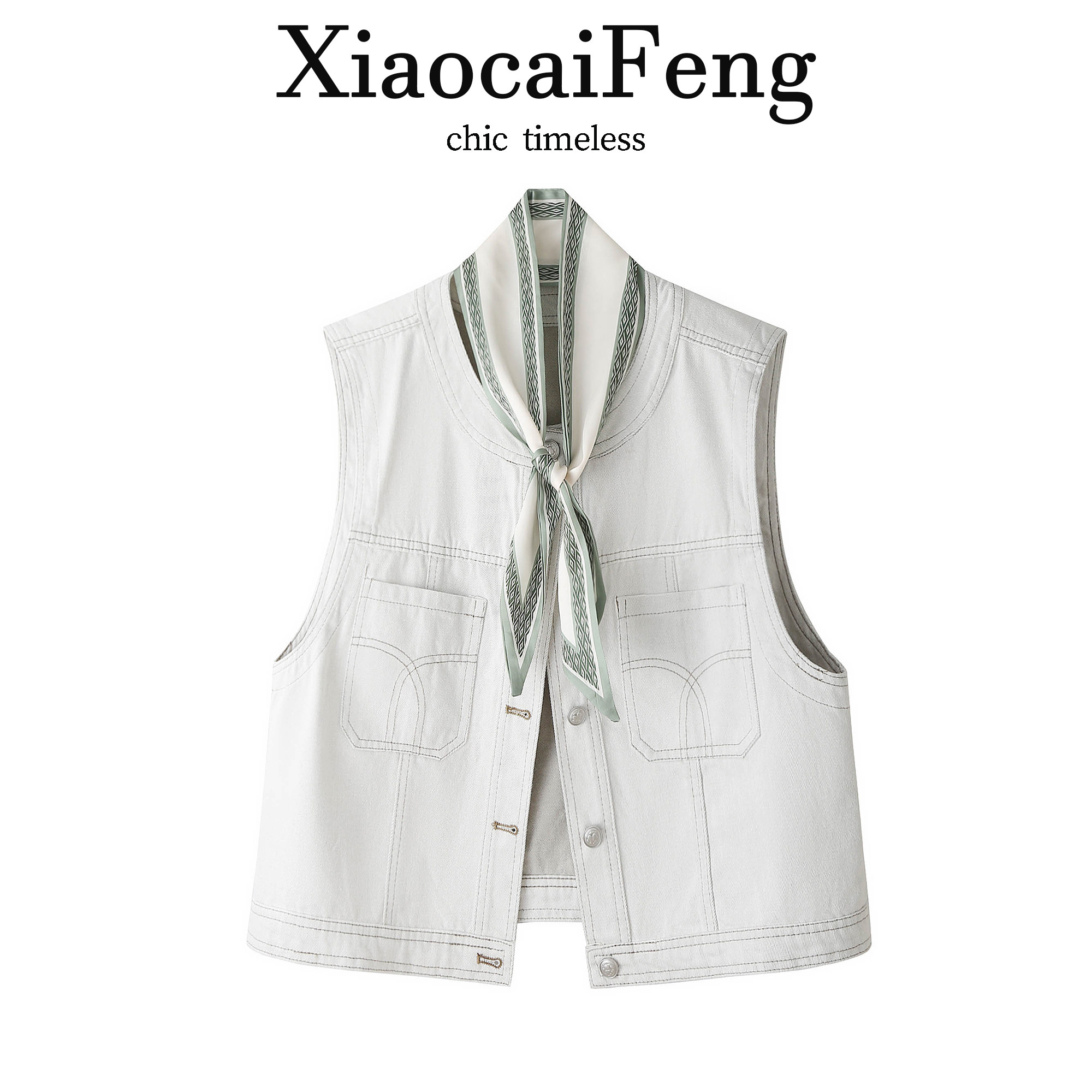 日系明线复古牛仔马甲女2026春夏小个子百搭显瘦短款宽松坎肩外搭