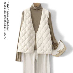 轻薄羽绒棉马甲背心女冬季大码内搭叠穿V领保暖内胆马夹棉服外套