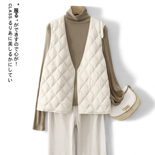 轻薄羽绒棉马甲背心女冬季大码内搭叠穿V领保暖内胆马夹棉服外套