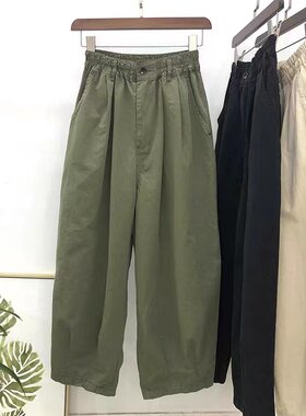 复古慵懒松弛感工装哈伦裤女秋季高腰宽松百搭九分休闲阔腿香蕉裤