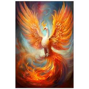 凤凰涅槃贴画浴火凤凰神鸟装饰墙画白鸟朝凤凤凰图客厅玄关吉祥画