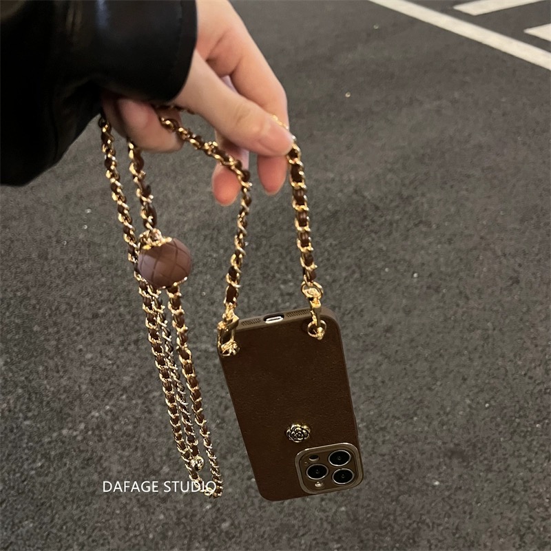 苹果15亚克力日韩斜挎金秋链