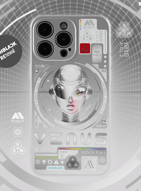 RichBlack原创设计cyber天使机械姬 re26 印花电镀银色手机壳适用于苹果17iPhone16ProMax