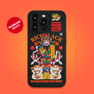 手机壳适用于苹果17iPhone16ProMax re2 RichBlack原创设计 招财猫财神爷