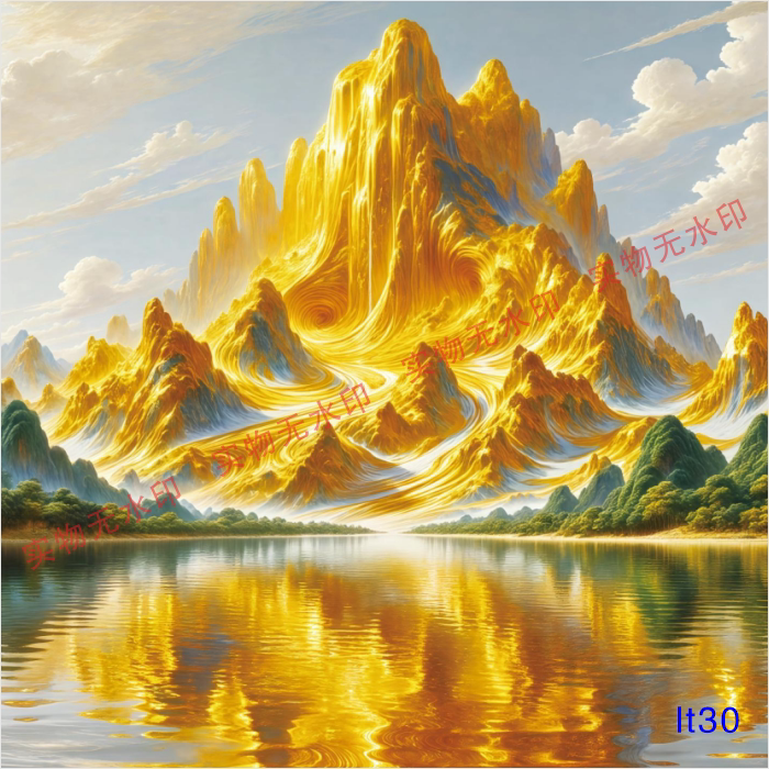 日照金山好运连连墙贴画客厅走廊玄关办公室吉祥画金山图装饰画