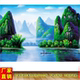 桂林山水画壁画青山绿水画漓江旅游景点风景画流水生财客厅装 饰画