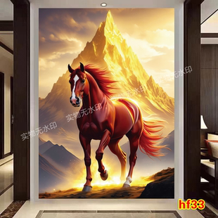 红色骏马奔跑图墙贴画红马现身见者翻身红色的马十二生肖马图案