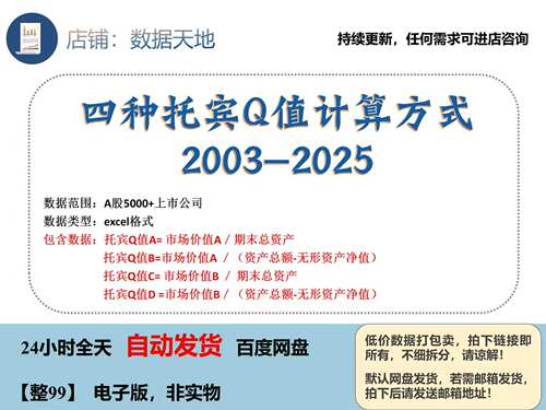 【更新2025】上市公司托宾q值数据四种计算方式tobin企业价值绩效
