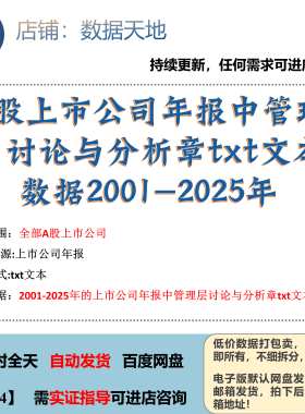 【2025】A股上市公司企业年报中管理层讨论与分析M&Dtxt文本数据