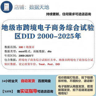 【2025】地级市跨境电子商务综合试验区DID数据 2000-2025