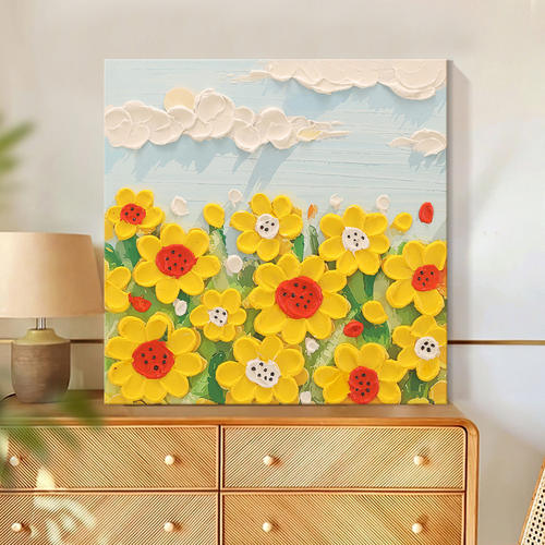 教师节礼物桌面摆台向日葵手绘立体油画治愈系花卉装饰画手工摆画