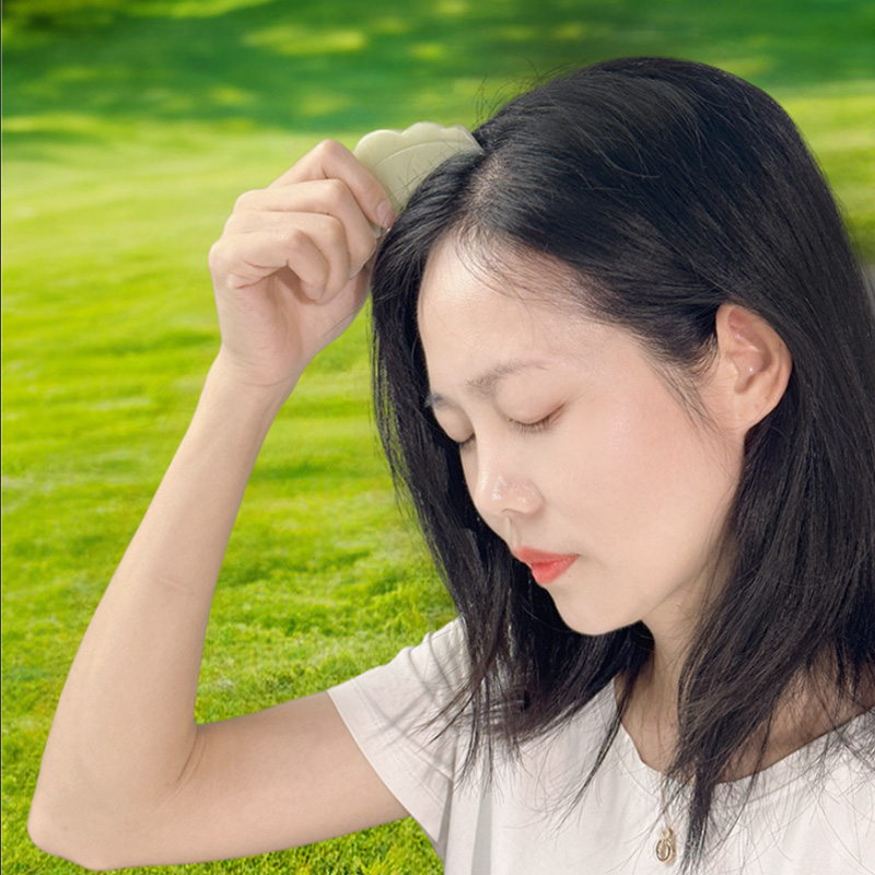 岫玉梳子玉石脸部按摩器加厚拨筋按摩仪推拉脸刮痧板穴位棒按摩