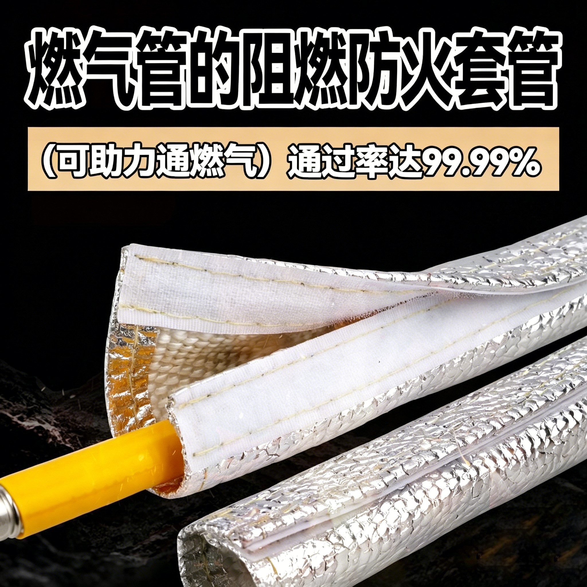 天燃气管隔热铝箔管灶具管道防烫耐温魔术贴降温阻燃防火绝缘套管