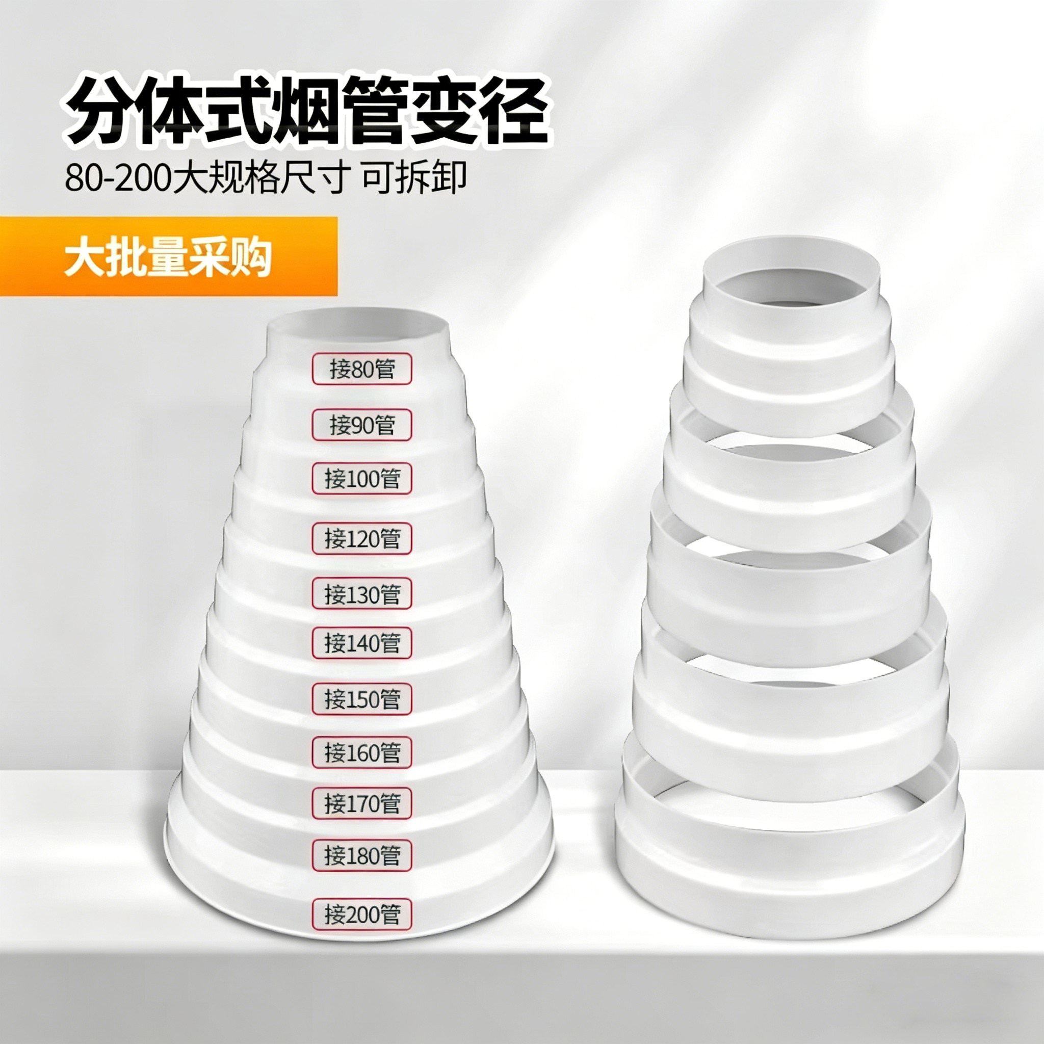 抽油烟机排烟管变径圈厨房排风管大小转换接头烟道管止逆阀变径器