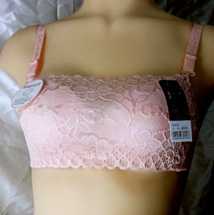 小杯小胸薄文胸抹胸少女内衣聚拢调整型蕾丝边裹胸防走光