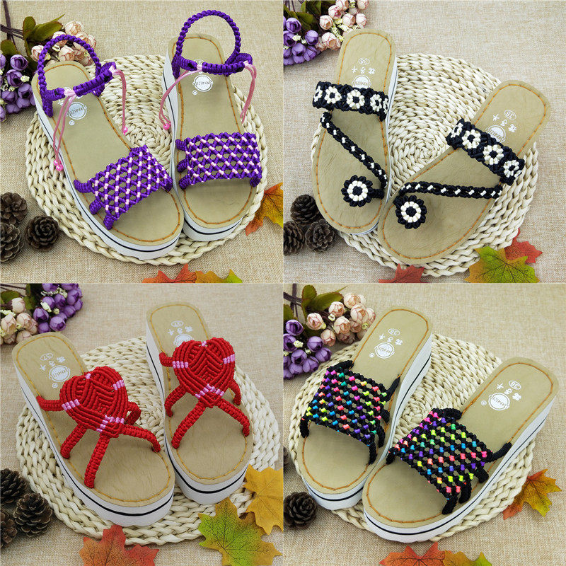 孺子牛高跟鞋底中国结线材夏diy材料包女士坡跟手工人字拖鞋凉鞋