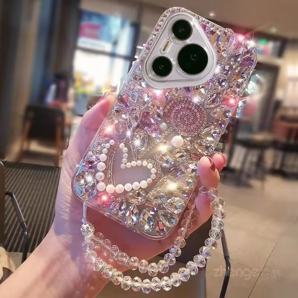 爱心棒棒糖适用华为Pura90 Pro Max满钻手机壳Pura80 Ultra水钻女款Pura70高级感软胶全包防摔奢华网红新款潮