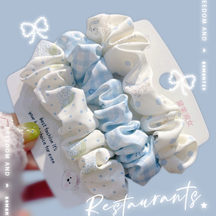 新海盐汽水蓝系发圈｜清new蓝兔奶油小肠圈 温柔显白扎发熊喵发绳