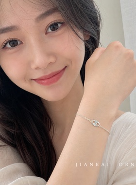 韩系银色素圈拼接手链女2026新款