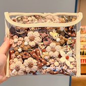 儿童可爱咖色花朵发圈宝宝秋冬扎头发橡皮筋小女孩头绳不伤发头绳