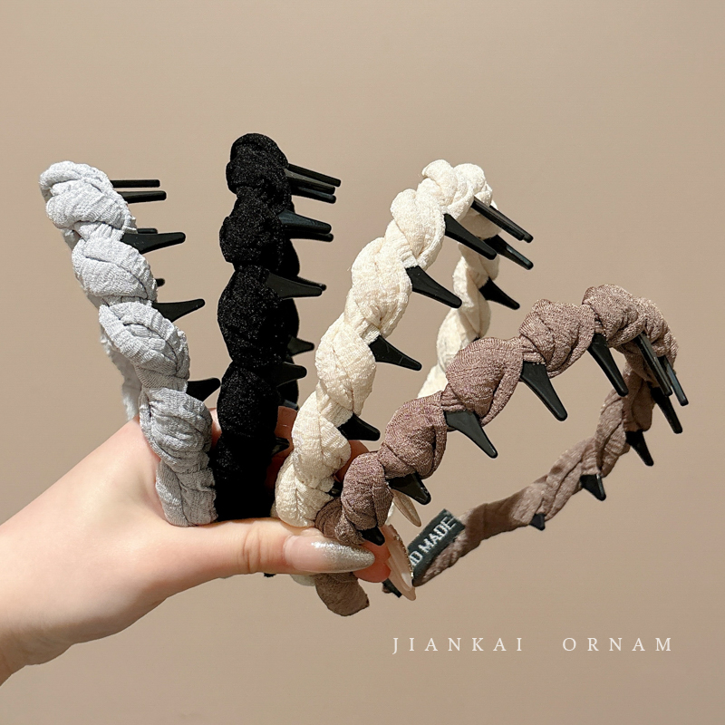 高颅顶麻花辫编织发箍女高级感