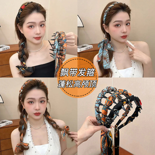 度假风编发飘带发箍女高颅顶波浪头箍2025新款高级感洋气时尚发卡