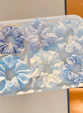 儿童森系可爱头花蓝色大肠发圈女童扎头发皮筋女孩不伤发头圈发绳