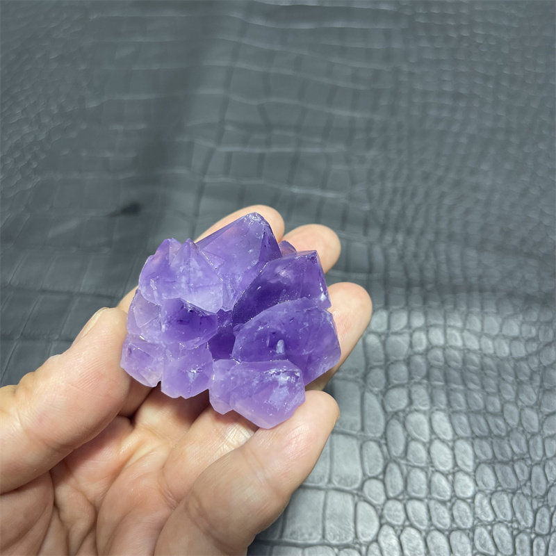天然黑发晶紫水晶簇原石摆件矿石标本家居摆设聚宝盆手链消磁净化