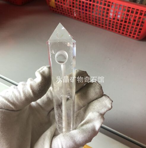 天然白水晶烟嘴玻璃烟斗透明直式男士随身烟斗手工diy把玩摆件礼
