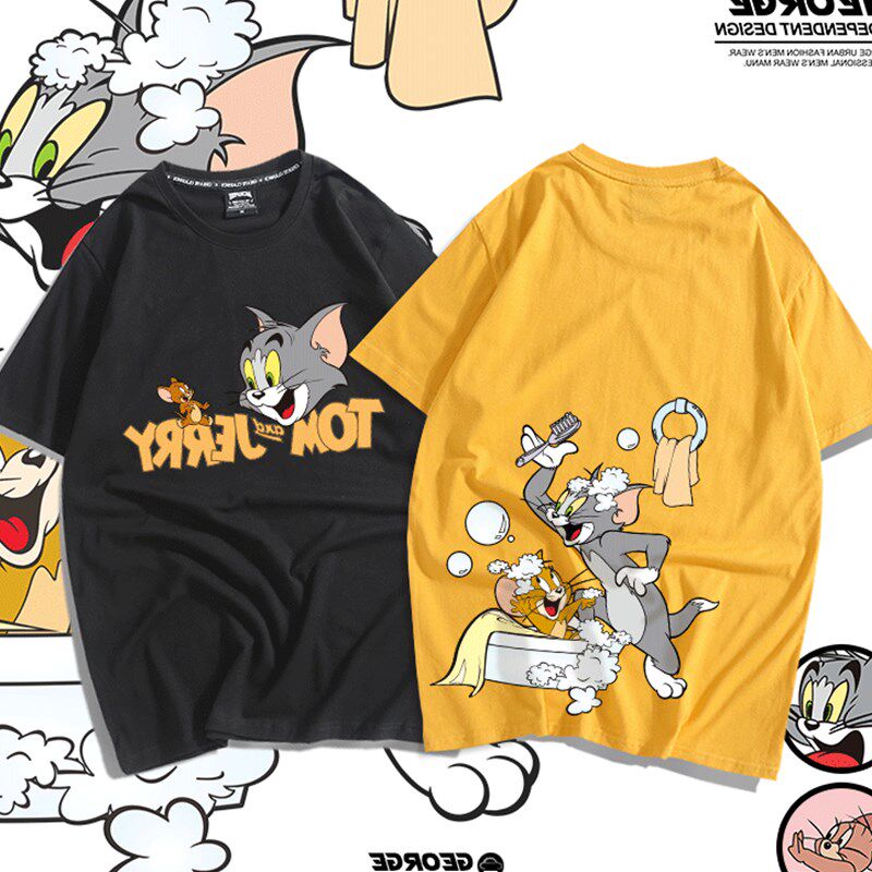 2019新款猫和老鼠联名短袖汤姆杰瑞宽松原宿风bf学生男女情侣T恤|msdalam kategori Pakaian Lelaki, baju-T - dari Buy2taobao.com untuk memberikan perkhidmatan ejen Taobao profesional membeli