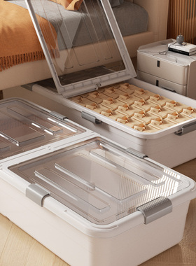 万派床底收纳箱塑料带轮抽屉式衣服被子透明整理床下收纳盒储物箱