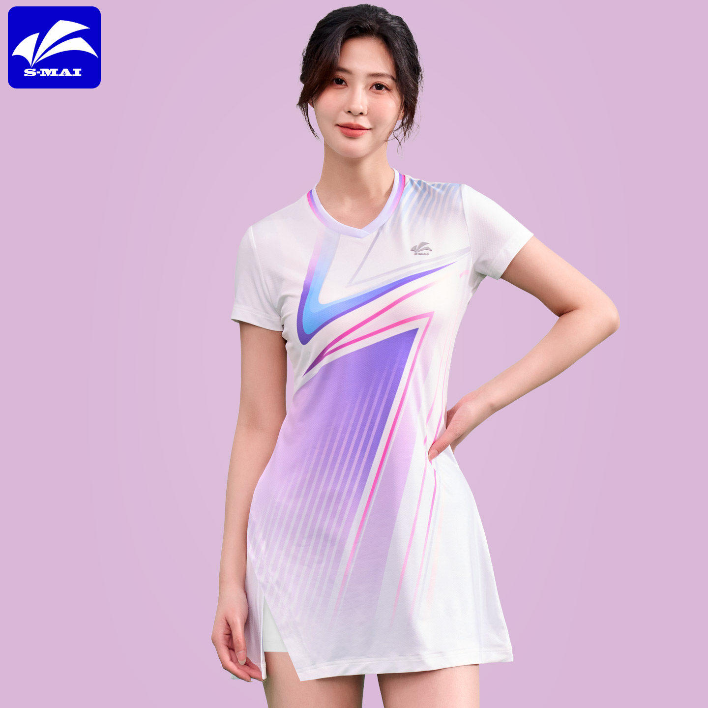 速迈新款羽毛球服连衣裙短袖速干透气可印字团购定制连衣裙套装