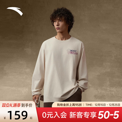 安踏欧文卫衣冬季2025新款套头衫男款纯棉宽松美式圆领运动上衣