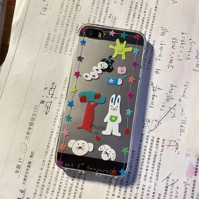 星星小兔子创意适用苹果16手机壳iPhone11/12/13/14/15promax可爱壳6/7/8plus童趣4/5s软套xr情侣款xsmax女套