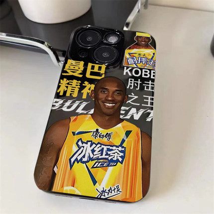 肘击之王科比牢大适用苹果11手机壳iPhone4/5S亮面黑12/13/14/15PROMAX情侣款6S/7/8PLUS软套XSMAX创意XR恶搞