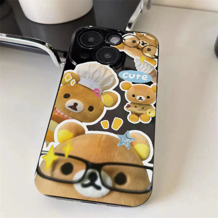 玩偶轻松熊适用苹果11Promax手机壳iPhone14光面黑直边13Promax软12潮6/7/8plus套xmax/16创意xr防摔保护套xr