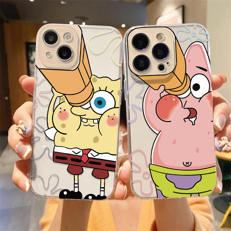 海绵宝宝适用苹果15手机壳iPhone11卡通可爱12/13/14/15PROMAX透明4/5S软套6/7/8PLUS情侣款XMAX防摔保护XR潮