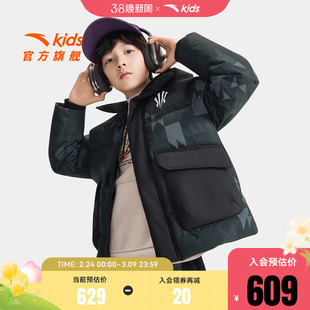 欧文系列安踏儿童男童羽绒服2025年冬款上新舒适保暖三防羽绒外套