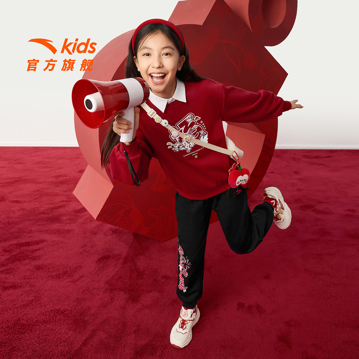 安踏儿童女童新年保暖套装